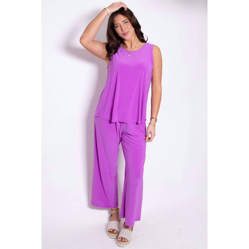 Sleeveless Purple Tank and Wide-Leg Pant Set